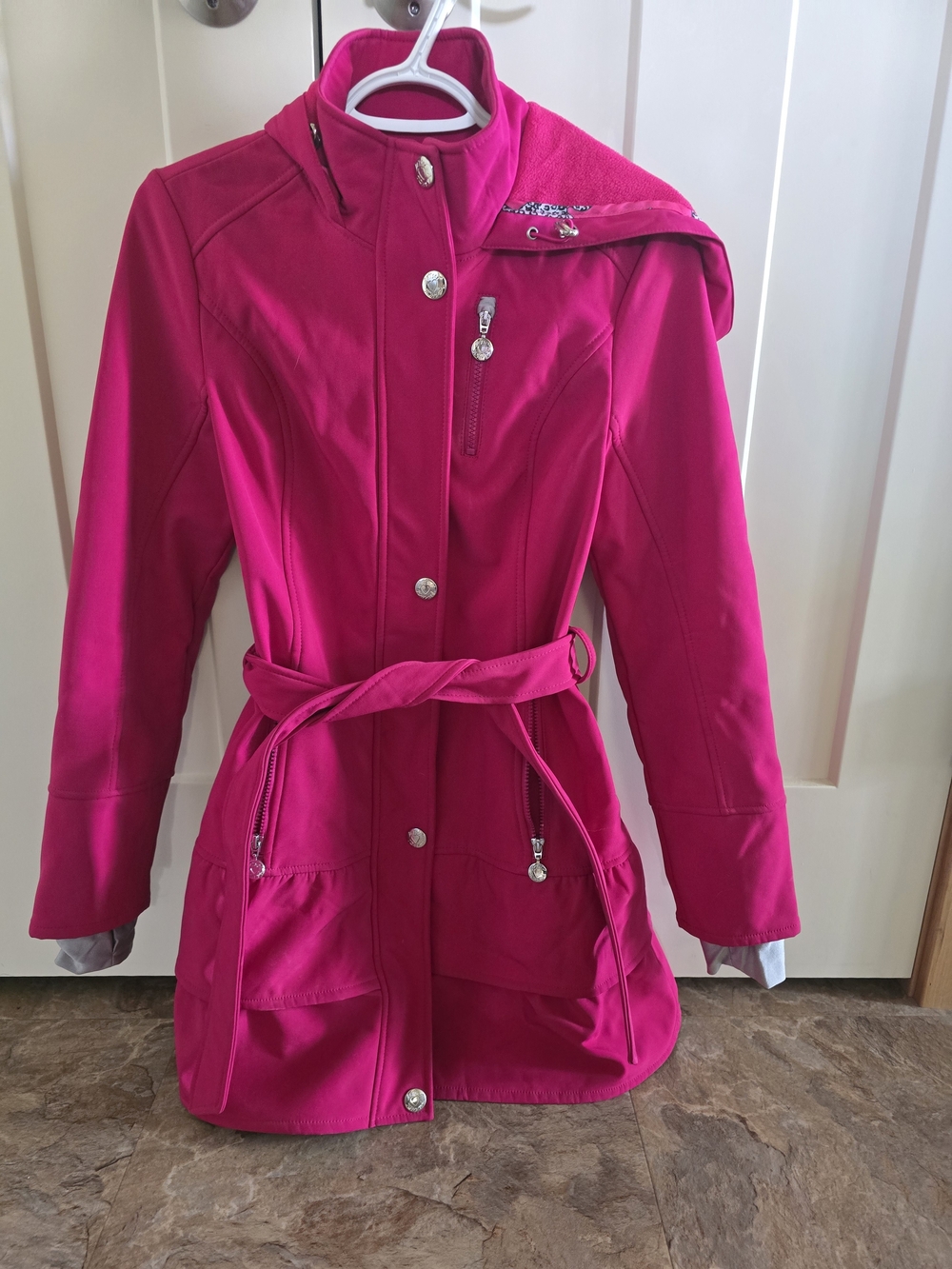 Betsey Johnson Hot Pink Belted Trench Coat